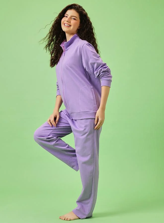 Clovia  Lilac Mickey Mouse Print Top and Pants Pyjama Set for Women | Best Price UAE