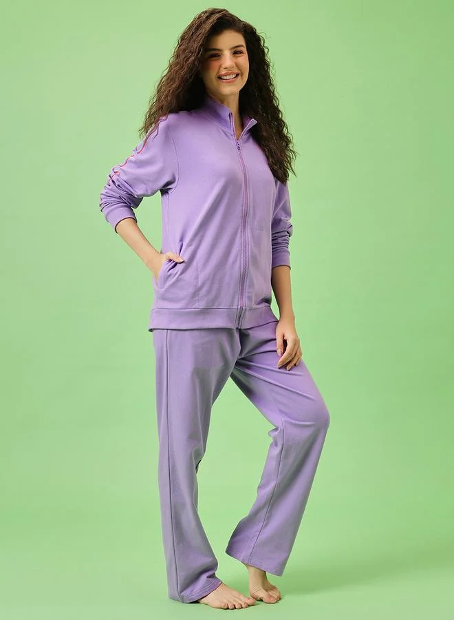 Clovia  Lilac Mickey Mouse Print Top and Pants Pyjama Set for Women | Best Price UAE
