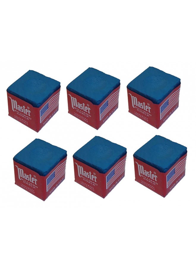 Master Master Set of 6 Blue Billiard Pool Cue Chalk 