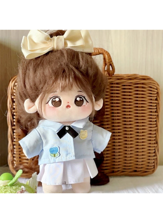 15/20cm Doll Clothes Thai School Uniform 20cm Cotton Doll Clothes JK Uniform Skirt Suit Cheap Shirt-Specifications:15cm Shirt + Skirt (without Doll-Color:Blue Shirt + White Pleated Skirt  - Image 4