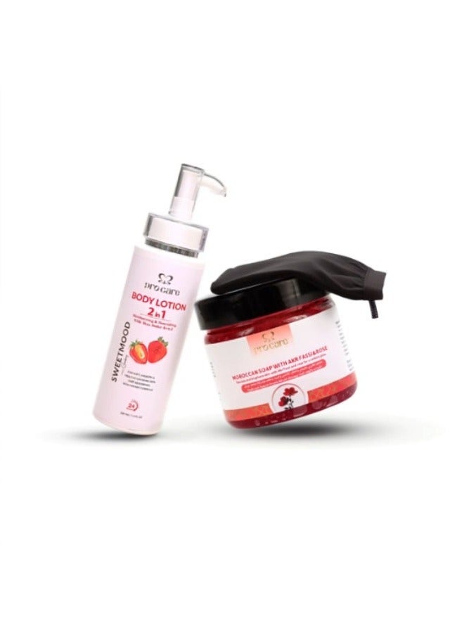Procare Moroccan Bath Body Care Set – Moroccan Soap, Exfoliating Loofah & Moisturizing Body Lotion