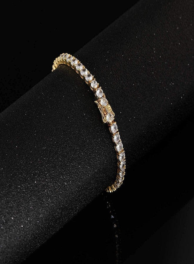 MDFUN Tennis Bracelet for Women and Men 3mm Cubic Zirconia 18K Yellow Gold Plated Size 6 inches - Image 3