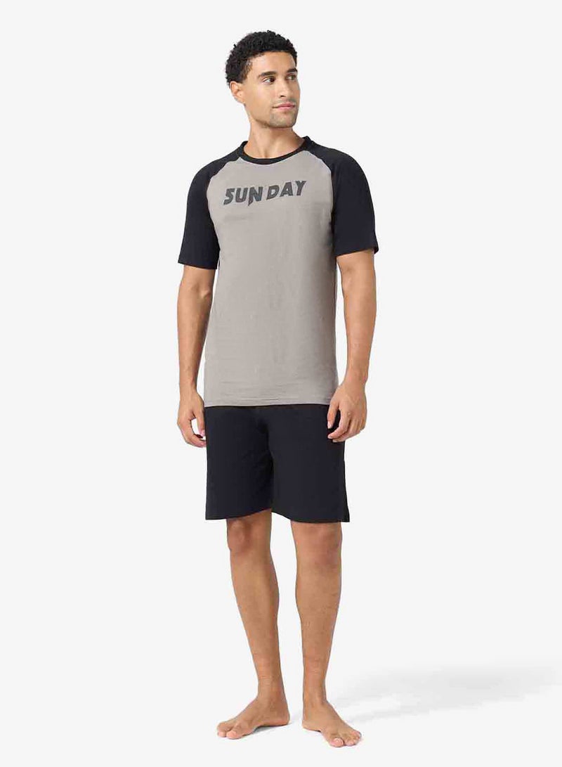 Seventy Five Printed Short Sleeve T-Shirt And Shorts Set - Image 1