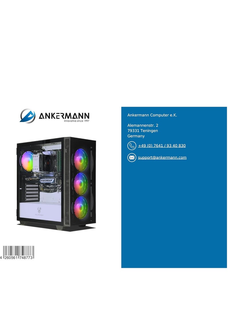 ماركة غير محددة - كيسة كمبيوتر V3 للألعاب بكارت شاشة RTX 4070 من انكرمان ومعالج i7-12700F 12 نواة وبطاقة رسومات جيفورس RTX 4070 12 جيجا وذاكرة رام 32 جيجا و1 تيرا NVMe M.2 SSD ويندوز 11 وW-LAN/WiFi وبلوتوث وليبر اوفيس - Image 1