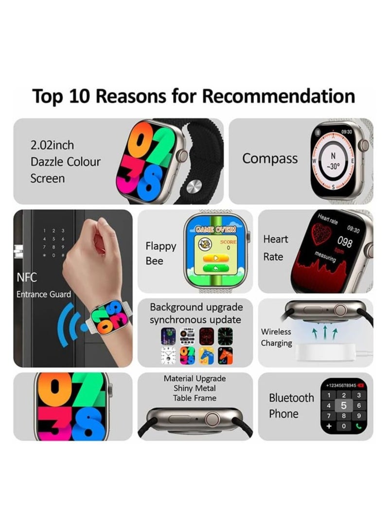 ELTRAZONE 9 Pro Max Smart Watch – 2.02-Inch Full Touch Screen with Wireless Charging - Image 3