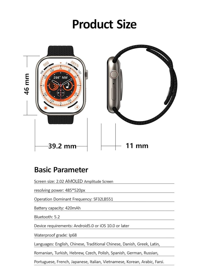 ELTRAZONE 9 Pro Max Smart Watch – 2.02-Inch Full Touch Screen with Wireless Charging - Image 5