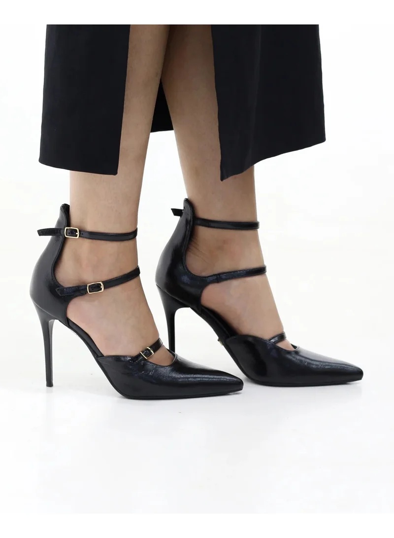 Lamaraparis  MOSS TRIPLE-STRAP POINTED STILETTO 10.5CM HEEL WITH BUCKLES for Women | Best Price UAE