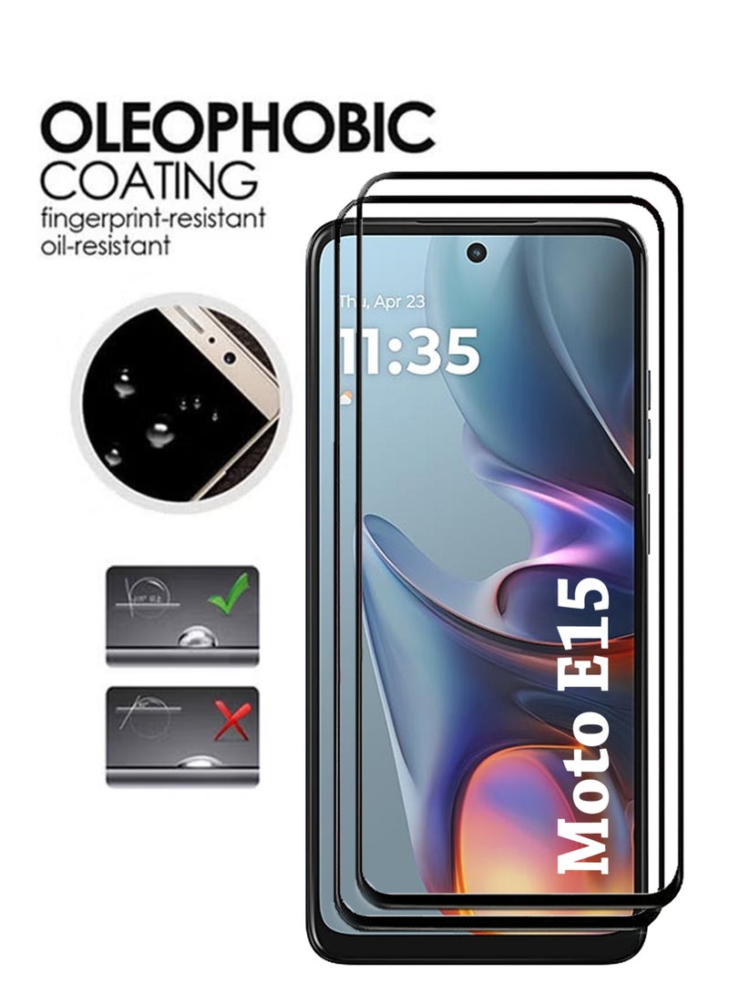 2 Pack Screen Protector for Motorola Moto E15 | Tempered Glass Available in Combo Pack Compatible with Motorola Moto E15 | Screen Protector Full HD Quality Tempered Glass Anti-Scratch Edge to Edge Coverage with Easy Installation Kit - Black - Image 4
