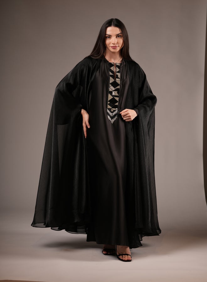 MAISON ARABELLE Embroidered Black Abaya Dress  - Image 1