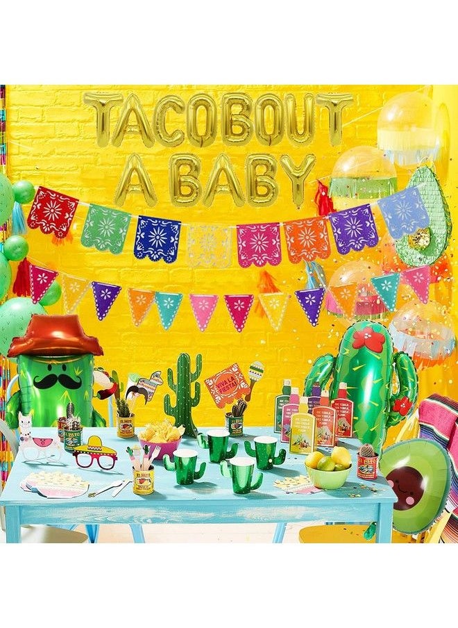 Bluegogo 26 Pcs Taco Bout A Baby Decoration Fiesta Baby Shower Decorations Include Taco Bout A Baby Balloons Paper Fans Fiesta Banner Cactus Avocado Foil Balloons For Taco Bout A Baby Shower Decorations  - Image 3