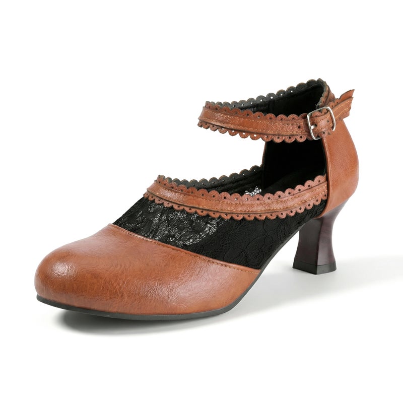 Independent Brand Model 2026 Lace Patchwork High-Heeled Shoes With Single Strap, Sizes 32-50 - Image 1