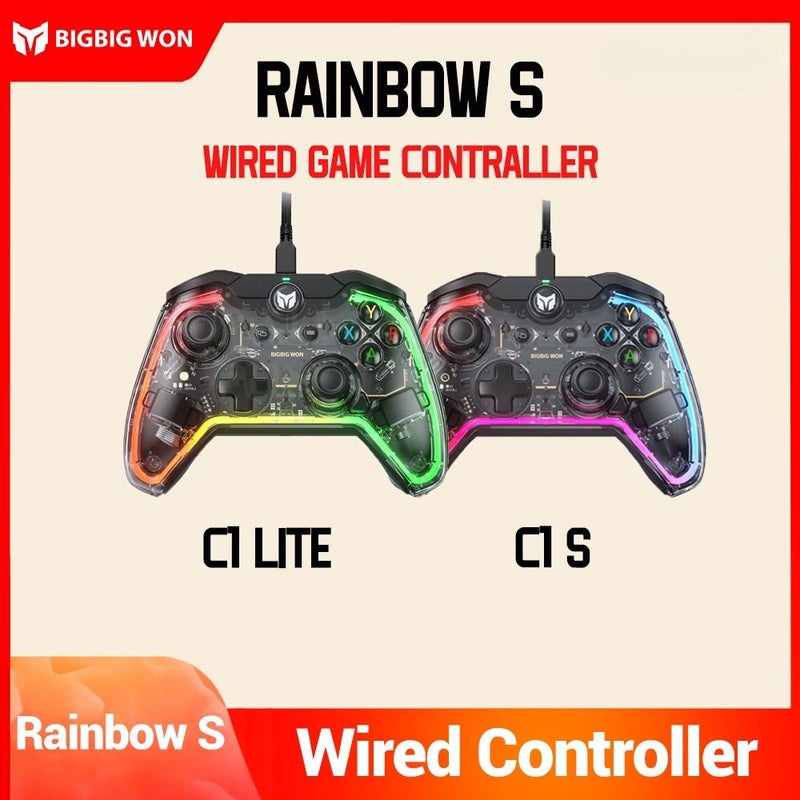 Bigbig WON Rainbow C1 Lite Wired Gaming Controller with RGB Joystick Backlight for PC/Switch/PS4 - Image 2