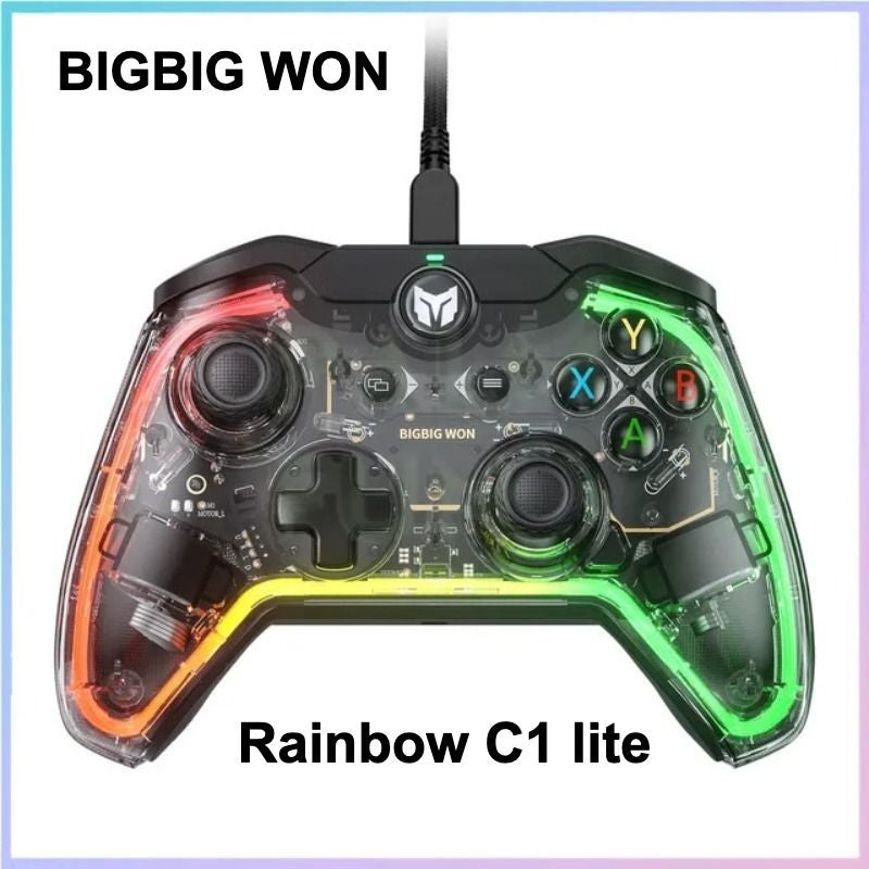 Bigbig WON Rainbow C1 Lite Wired Gaming Controller with RGB Joystick Backlight for PC/Switch/PS4 - Image 1