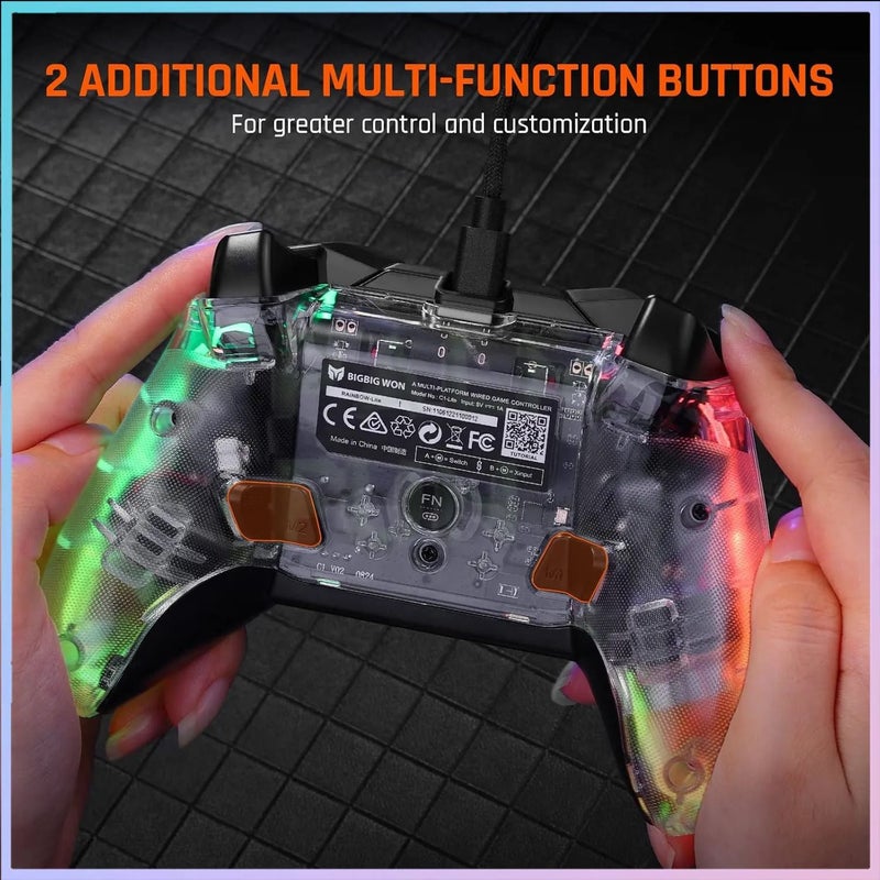Bigbig WON Rainbow C1 Lite Wired Gaming Controller with RGB Joystick Backlight for PC/Switch/PS4 - Image 5