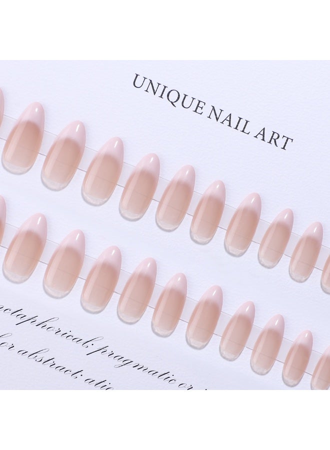 RESONIX 24PCS French manicure tip set – Medium almond glossy gradient nude acrylic false nails, perfect for women's DIY manicures. - Image 5