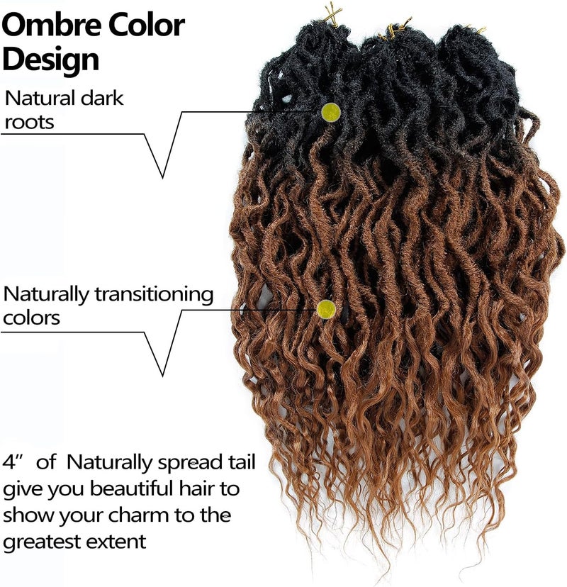 SuyiIRL Brown Faux Locs Crochet Hair For Black Women Soft Locs 24 Inch Goddess Crochet Hair Curly Ends Dreadlocks Boho Style Synthetic Braiding Hair Extensions (6 Packs 72 Strands,1b/30) - Image 2