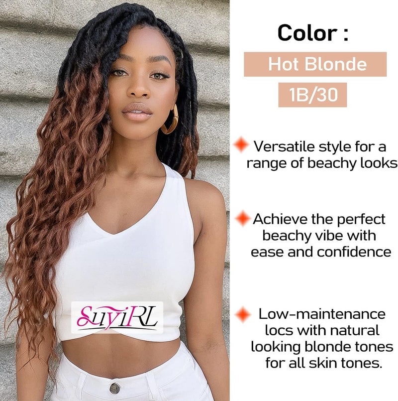SuyiIRL Brown Faux Locs Crochet Hair For Black Women Soft Locs 24 Inch Goddess Crochet Hair Curly Ends Dreadlocks Boho Style Synthetic Braiding Hair Extensions (6 Packs 72 Strands,1b/30) - Image 5