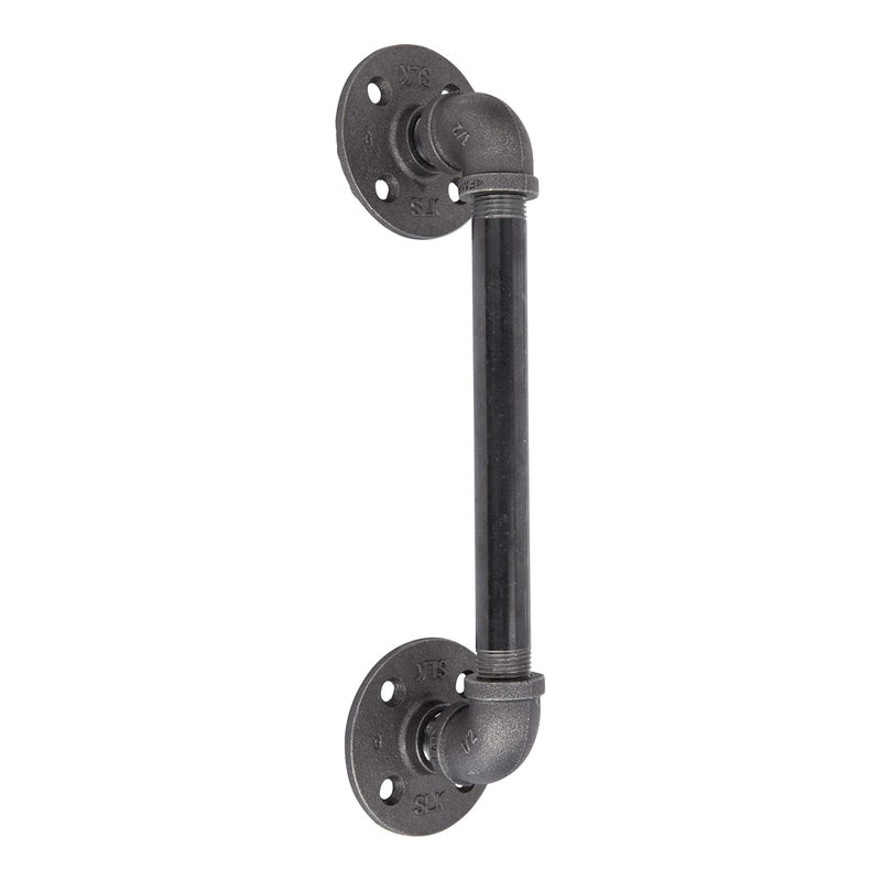 Rustic Industrial Pipe Dcor Barn Door Handle 8 inch Authentic Industrial Steel Grey Iron Fittings Flanges and Pipes for Custom Vintage Hanging Doors DIY Kit with Hardware