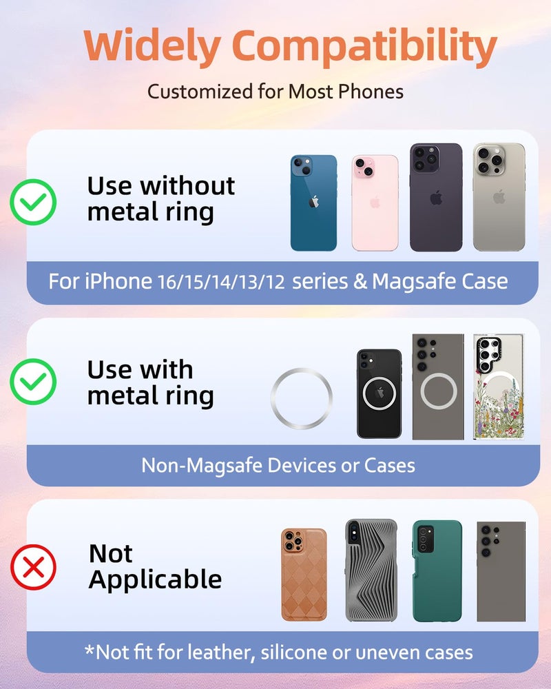 Lotadilo for Magnetic Phone Ring Holder Compatible with MagSafe for Women Girls - Cute Leaf Flower Design Magnet Phone Grip Ring Stand Kickstand for iPhone 17/16 Pro Max/16 Pro/16/15/14/13/12 Series - Image 5