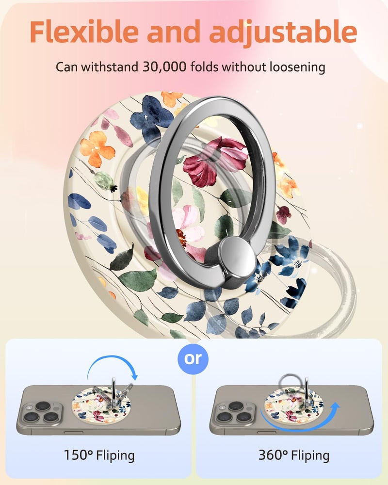 Lotadilo for Magnetic Phone Ring Holder Compatible with MagSafe for Women Girls - Cute Leaf Flower Design Magnet Phone Grip Ring Stand Kickstand for iPhone 17/16 Pro Max/16 Pro/16/15/14/13/12 Series - Image 4