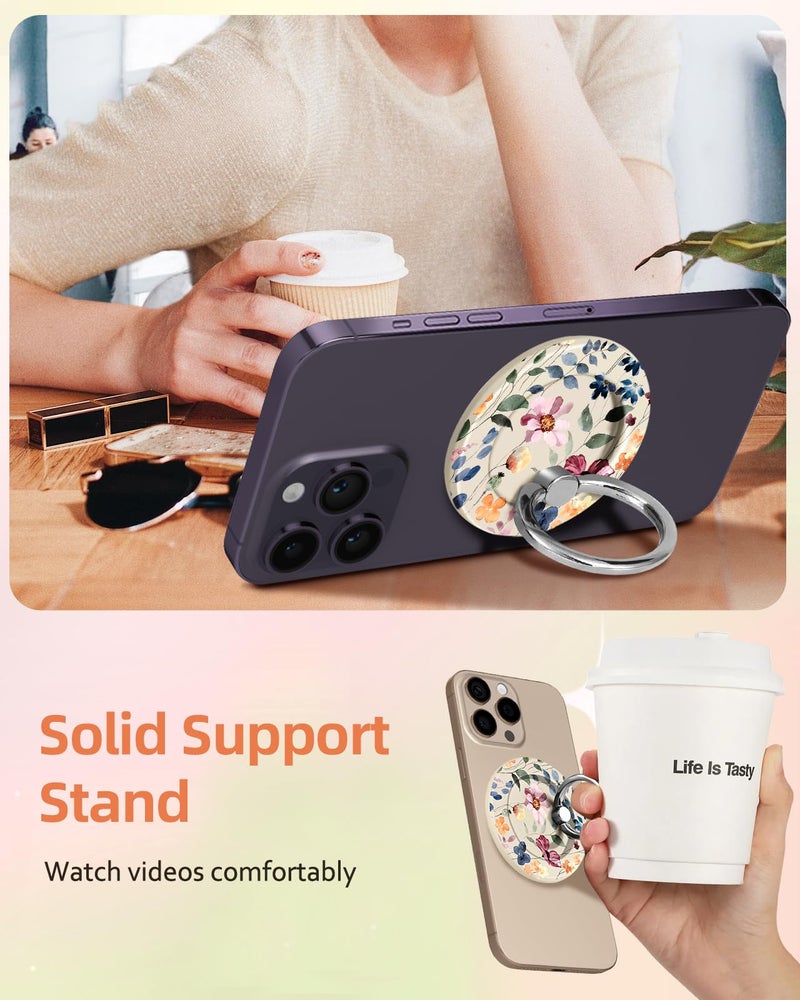Lotadilo for Magnetic Phone Ring Holder Compatible with MagSafe for Women Girls - Cute Leaf Flower Design Magnet Phone Grip Ring Stand Kickstand for iPhone 17/16 Pro Max/16 Pro/16/15/14/13/12 Series - Image 3
