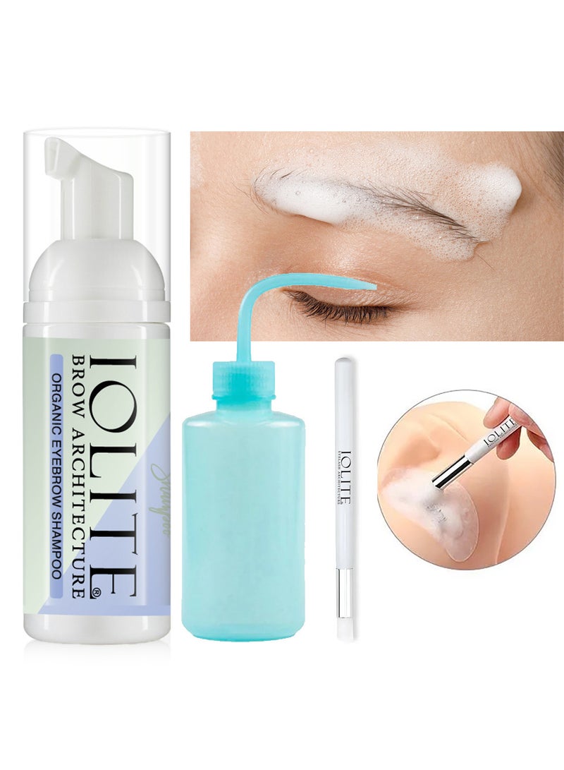 IOLITE 50ml Eyelash Cleaner Eyelashes Extension Shampoo Brush Foam Lash Cleaner for Extensions & Natural Lashes Wash Makeup Remover Salon Home Use - Image 1