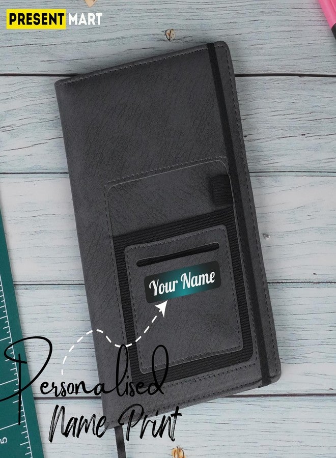 Present Mart Leather Hard Bound Notebook A5 Journal Diary for Office Use with Mobile & Card Holder or Pen Loop Dairy for Personal | Ruled Pages with Strap Bookmark - Image 5