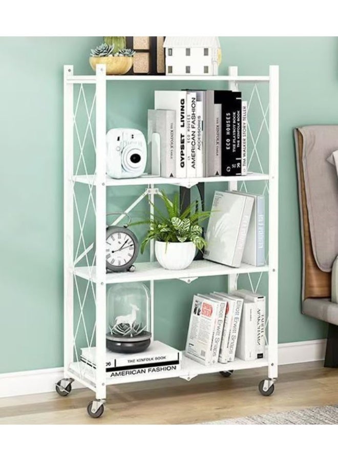 Nadrab 4-tier foldable storage rack with wheels, large-capacity shelving units, freestanding wire shelves, unassembled storage rack for garage kitchens, basements, and pantry - Image 1
