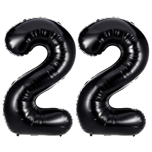 Lovoir Black 22 Number Balloons 40 Inch Giant Number 22 Balloons Foil Mylar Helium Black Number Balloons for 22th Birthday Party Supplies Anniversary Event Celebration Decorations - Image 1
