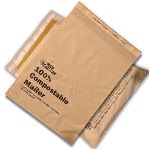 SECUREMENT Eco-Friendly Compostable Courier Bags/Packing Bags/Envelopes, Starch-Based Polymers, 50-55 Microns, Waterproof,CPCB Licensed (12x16, 50) - Image 1