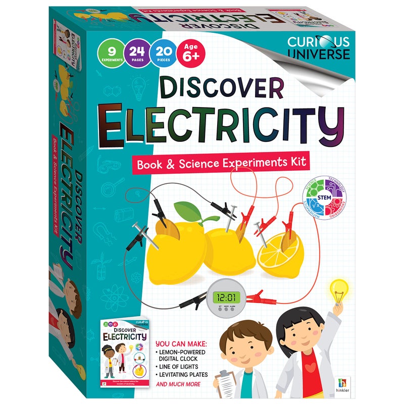 Hinkler Curious Universe Kids: Discover Electricity - Book & Science Experiments Kit, STEM Education Kits, Create Electrical Circuits, Includes 20 Pieces, Hinkler Science & Physics Kit for Kids - Image 1