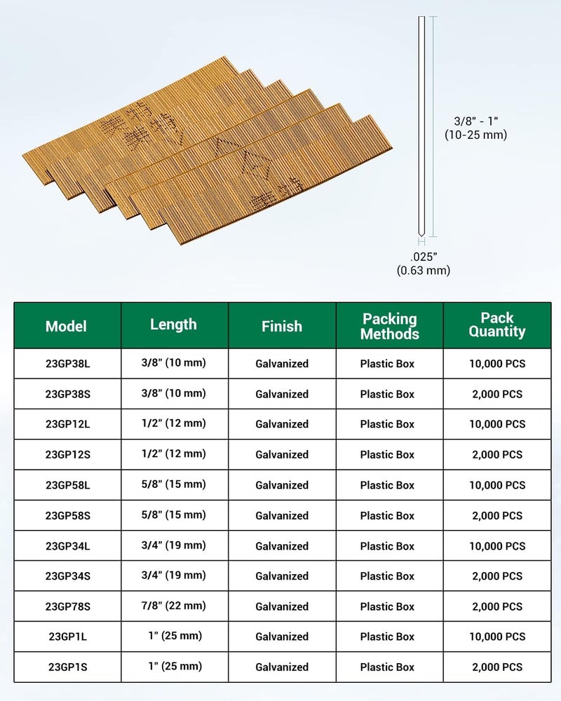 Meite 23 Gauge Pin Nails, 5/8-Inch Micro Headless Pins for Pin Nailer - Galvanized Pins Nails for Nail Gun, Ideal for Fine Woodworking and Trim Work (10,000 Counts) - Image 3