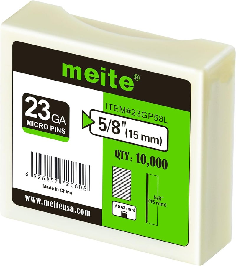 Meite 23 Gauge Pin Nails, 5/8-Inch Micro Headless Pins for Pin Nailer - Galvanized Pins Nails for Nail Gun, Ideal for Fine Woodworking and Trim Work (10,000 Counts) - Image 1