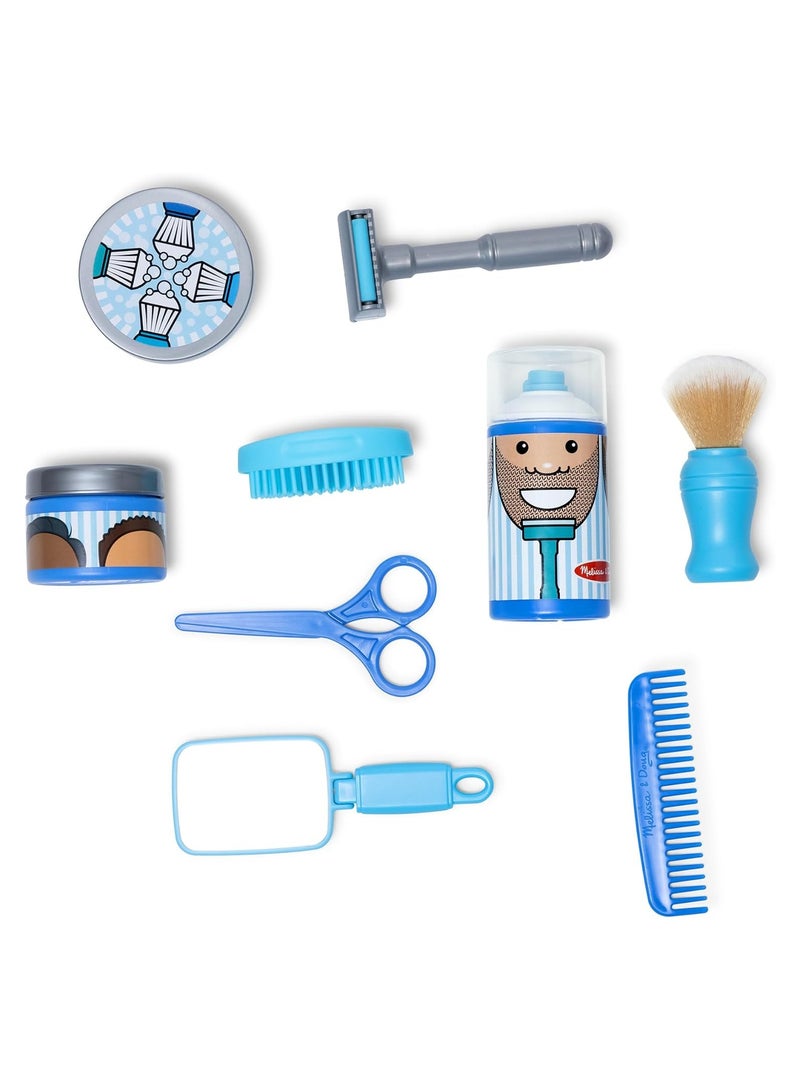 Melissa & Doug Barber Shop Play Set â€“ 21-Piece Pretend Grooming Kit for Kids with Adjustable Beard, Accessories & Carrying Case â€“ Role Play Toy for Ages 3+ - Image 2