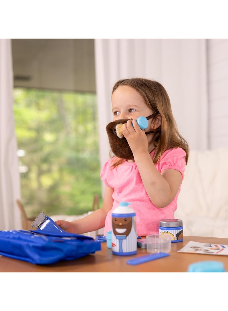 Melissa & Doug Barber Shop Play Set â€“ 21-Piece Pretend Grooming Kit for Kids with Adjustable Beard, Accessories & Carrying Case â€“ Role Play Toy for Ages 3+ - Image 5