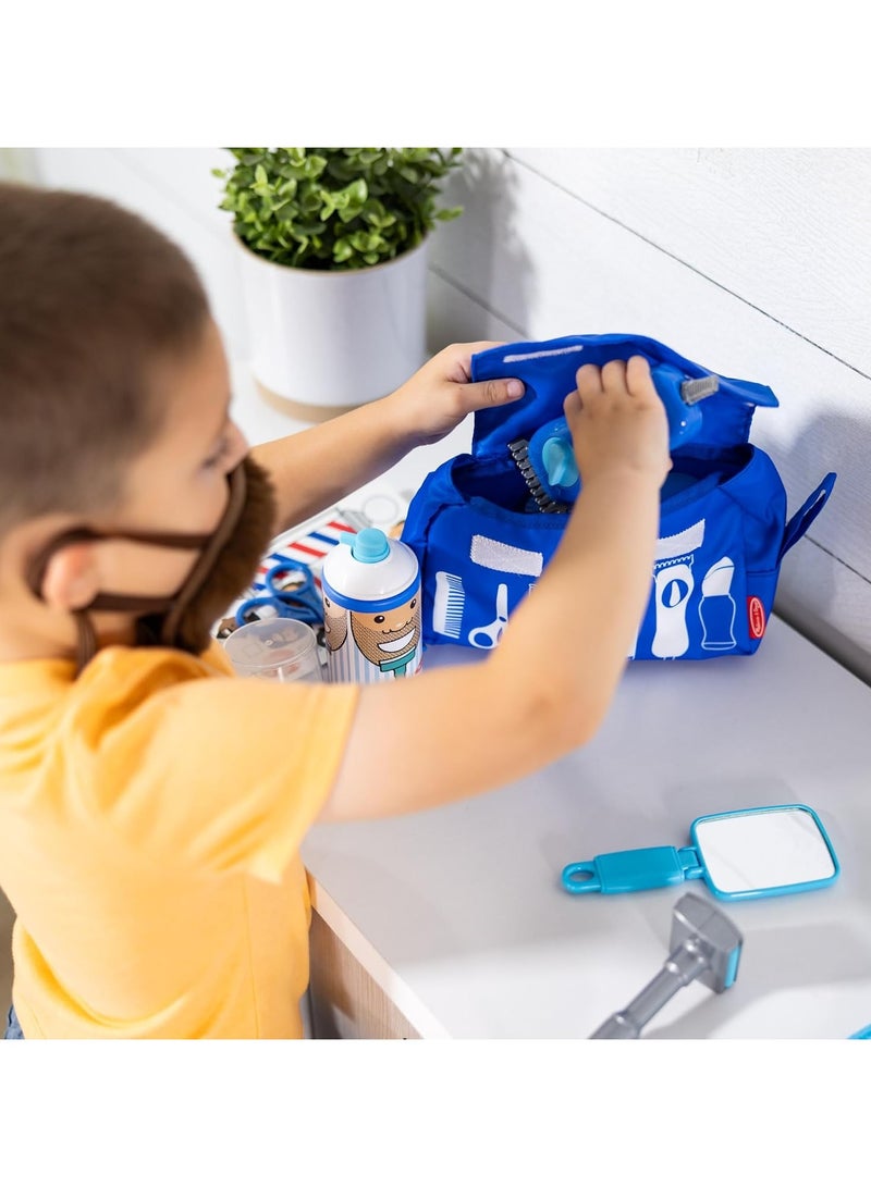 Melissa & Doug Barber Shop Play Set â€“ 21-Piece Pretend Grooming Kit for Kids with Adjustable Beard, Accessories & Carrying Case â€“ Role Play Toy for Ages 3+ - Image 4