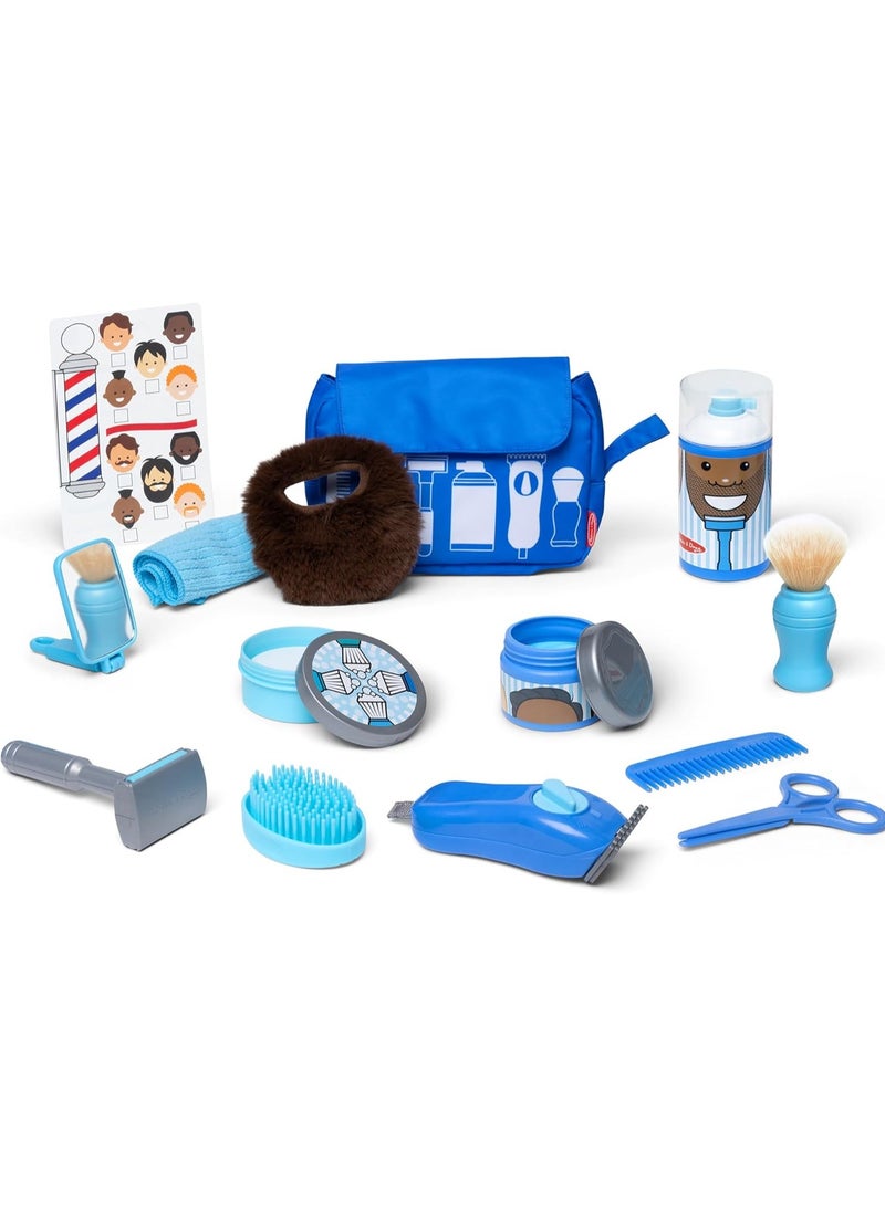 Melissa & Doug Barber Shop Play Set â€“ 21-Piece Pretend Grooming Kit for Kids with Adjustable Beard, Accessories & Carrying Case â€“ Role Play Toy for Ages 3+ - Image 1