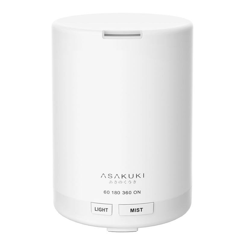 ASAKUKI Essential Oil Diffuser 5in1 Quiet Humidifier Home Fragrance Aroma Diffuser with 7 LED Color Changing Light and AutoOff Switch Pure White