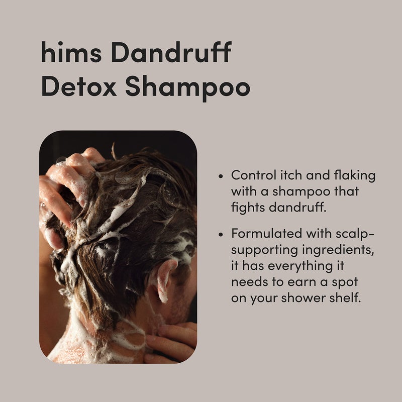 HIMS & HERS Hims Dandruff Detox Shampoo - Dermatologist Formulated for Dry, Oily, Itchy, Flaky Scalp Shampoo with 1% Zinc Pyrithione, Argan & Avocado Oil - 2 x 6.4 fl oz - Image 3
