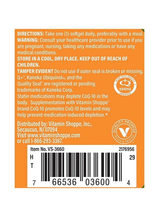 The Vitamin Shoppe Ubiquinol CoQ-10 - Helps Energy Production, Supports Cellular & Cardiovascular Health - 300 MG (30 Softgels) - Image 5