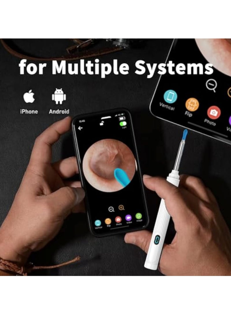 Arabest طقم أدوات إزالة شمع الأذن، منظف الأذن طقم إزالة شمع الأذن مع كاميرا وضوء، منظف شمع الأذن مع كاميرا أذن 1080P لنظامي iOS و Android (أبيض) - Image 3