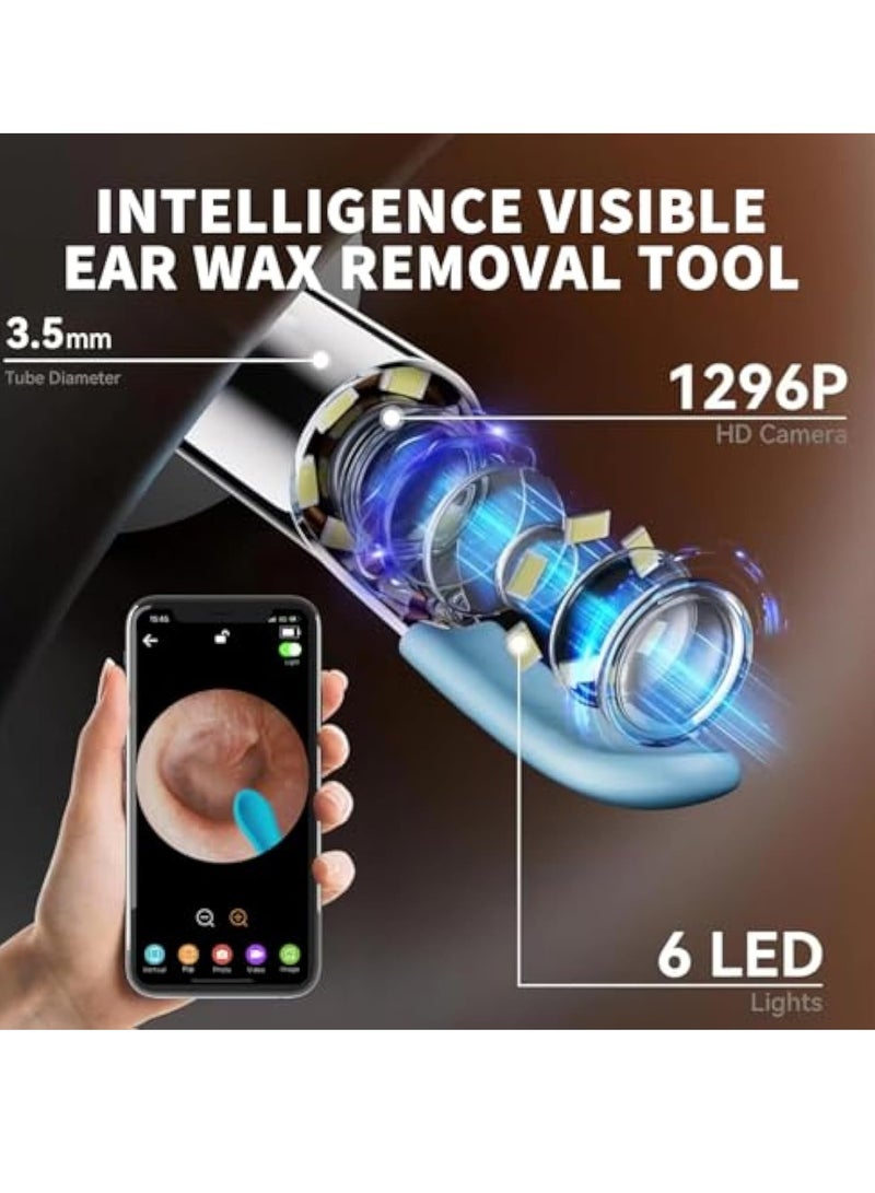 Arabest طقم أدوات إزالة شمع الأذن، منظف الأذن طقم إزالة شمع الأذن مع كاميرا وضوء، منظف شمع الأذن مع كاميرا أذن 1080P لنظامي iOS و Android (أبيض) - Image 2