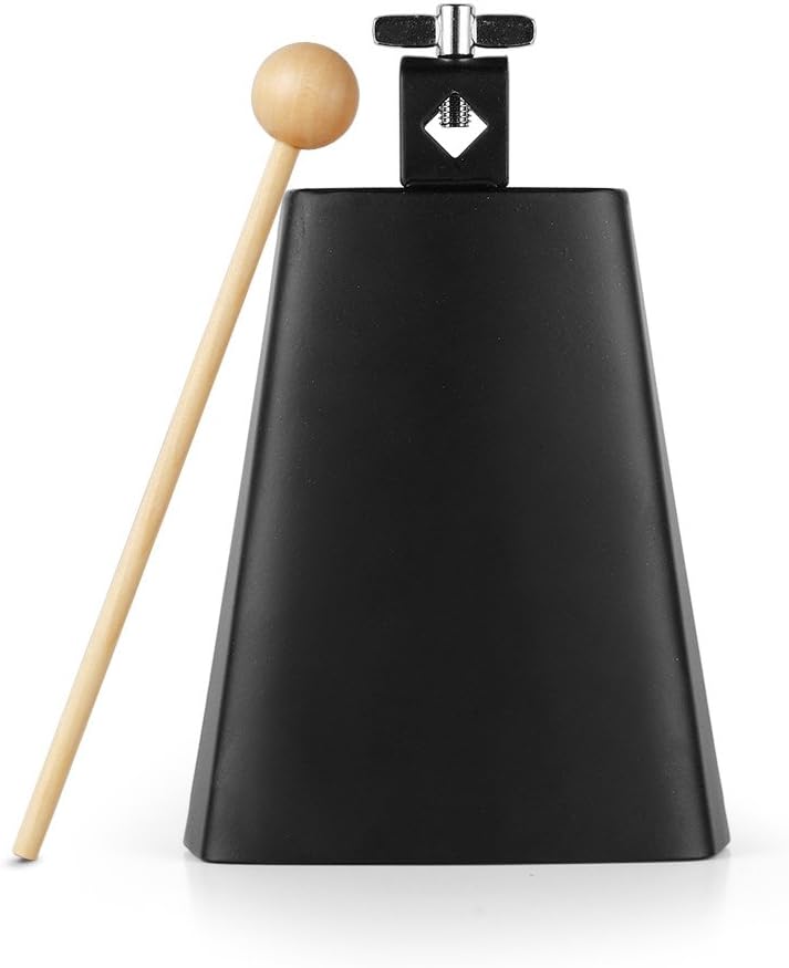 Vangoa 6 Inch Steel Cowbell Cheering Bell for Sports Events Solid School Bells, Cow bell with Stick for Drum Set Chimes Percussion Musical Instruments Call Bell Alarm, - Image 2