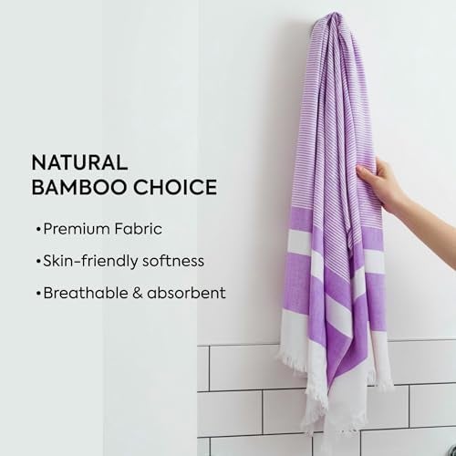 HABER 100% Bamboo Bath Towel (150 x 75 cm) – Ultra-Absorbent, 3X Softer Than Cotton, Quick Dry & Lightweight Large Eco-Friendly Towel for Bath, Gym & Travel – Amethyst Pack of 1 - Image 5