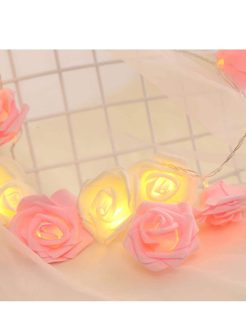 Excefore LED Rose Flower String Lights, 3M 20LED Battery Operated String Romantic Flower Rose Fairy Light, Indoor Outdoor Decorations Large Rose Flower Diameter 6cm  - Image 1