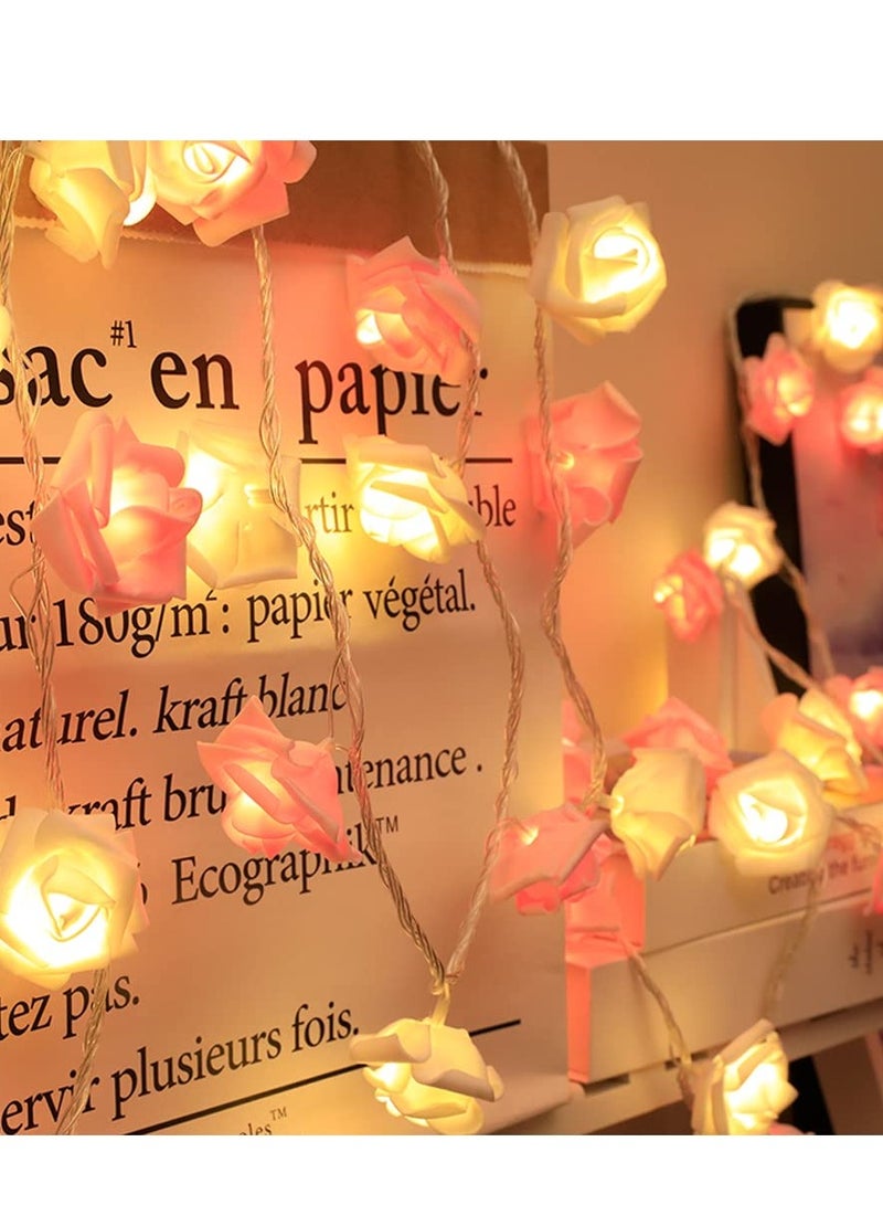 Excefore LED Rose Flower String Lights, 3M 20LED Battery Operated String Romantic Flower Rose Fairy Light, Indoor Outdoor Decorations Large Rose Flower Diameter 6cm  - Image 3