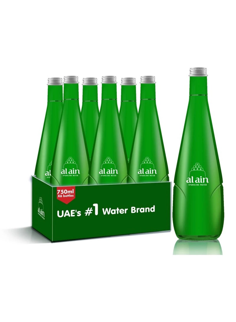 Al Ain Sparkling Water Glass Bottle 750ml × 6 Pack - Image 1