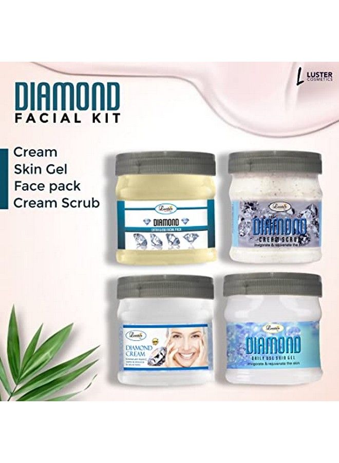 LUSTER Diamond Facial Kit | Diamond Facial Scrub | Diamond Massage Cream | Diamond Massage Gel | Diamond Face Pack | Diamond Facial Kit For Women & Men | No Paraben 500 Ml (Pack Of 4). - Image 3