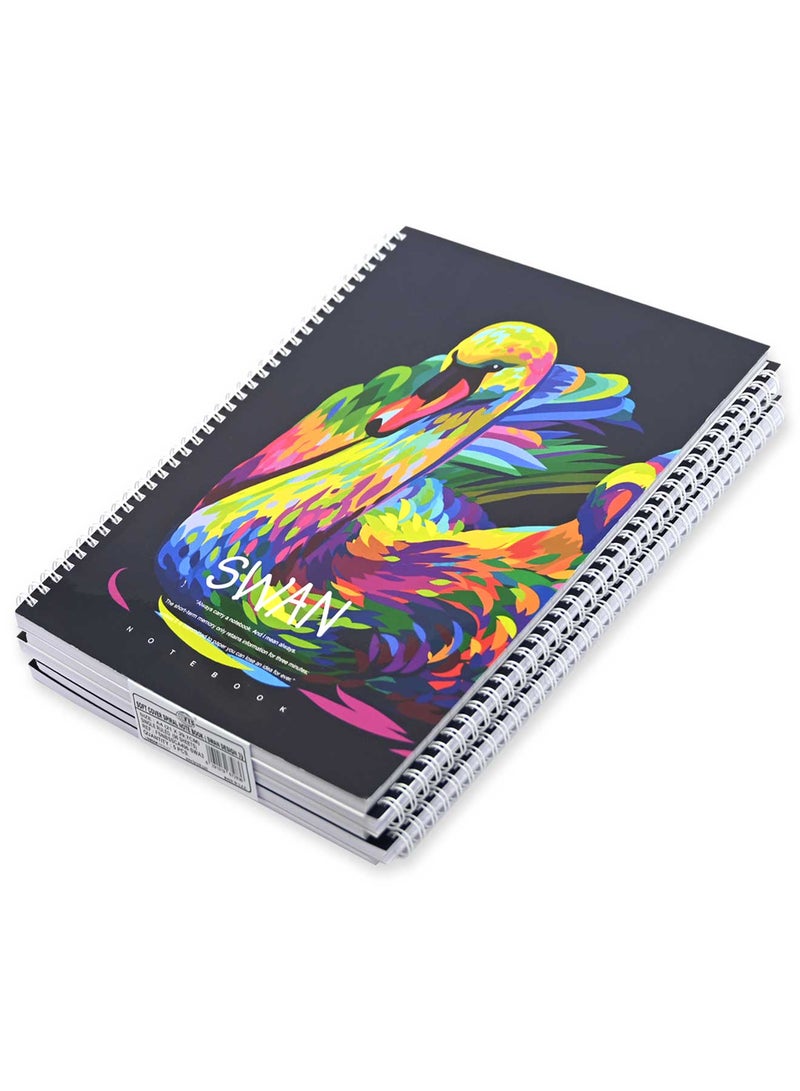 FIS Pack Of 5 Spiral Soft Cover Notebook, 96 Sheets A4 Swan Design 3 -FSNBSSCA496-SWA3 - Image 3