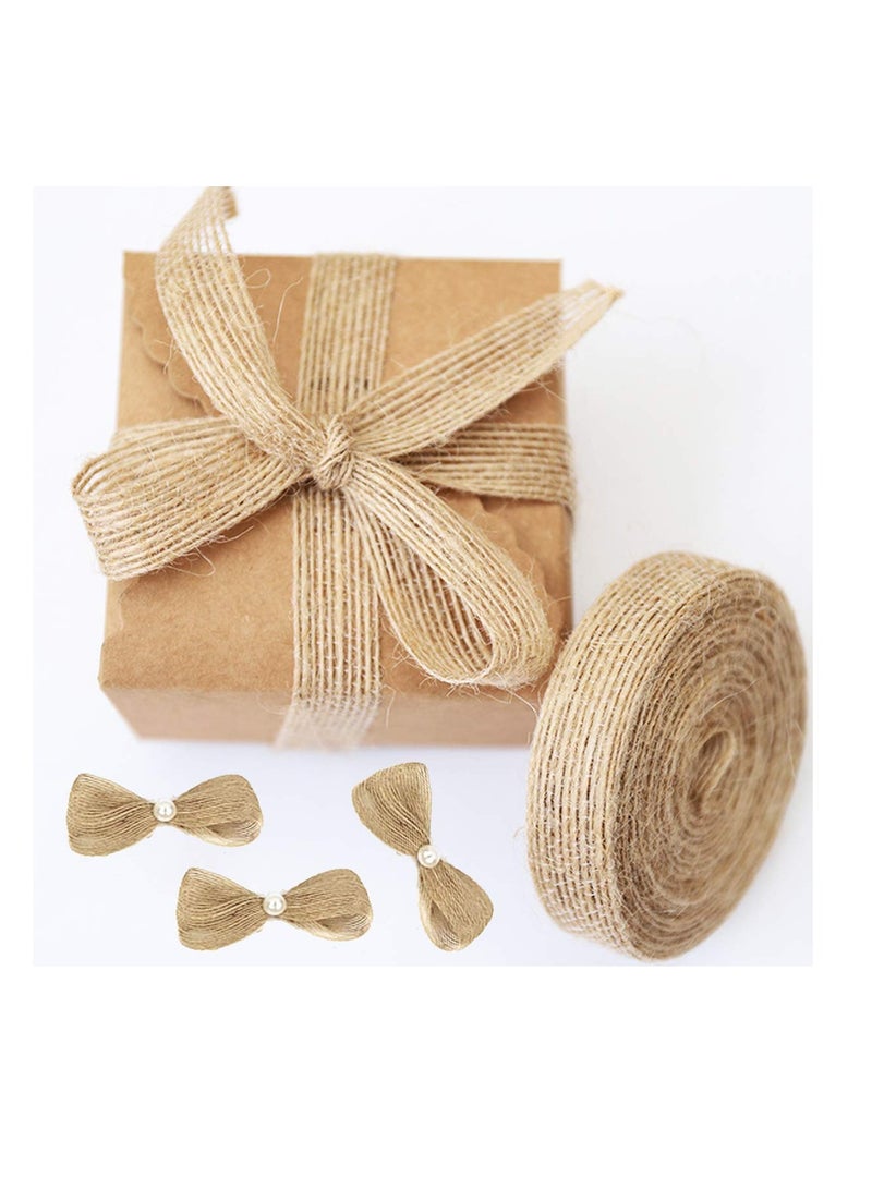 KASTWAVE 6 Rolls Jute Ribbon, Hessian Fabric Ribbons, Natural Jute Burlap Craft Ribbon for DIY Crafts Wedding Party Decoration House Gifts Decoration  (1.5cm,2cm,3cm) - Image 3